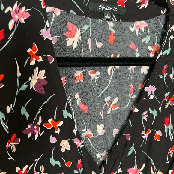 -Neck Button-Front Mini Dress in Drifting Flowers - Picture 7 of 8